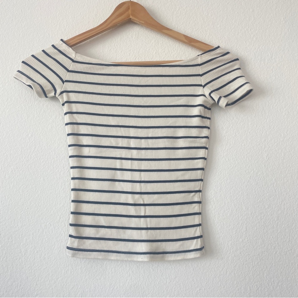 Striped Boat Neck Women's Crop Top